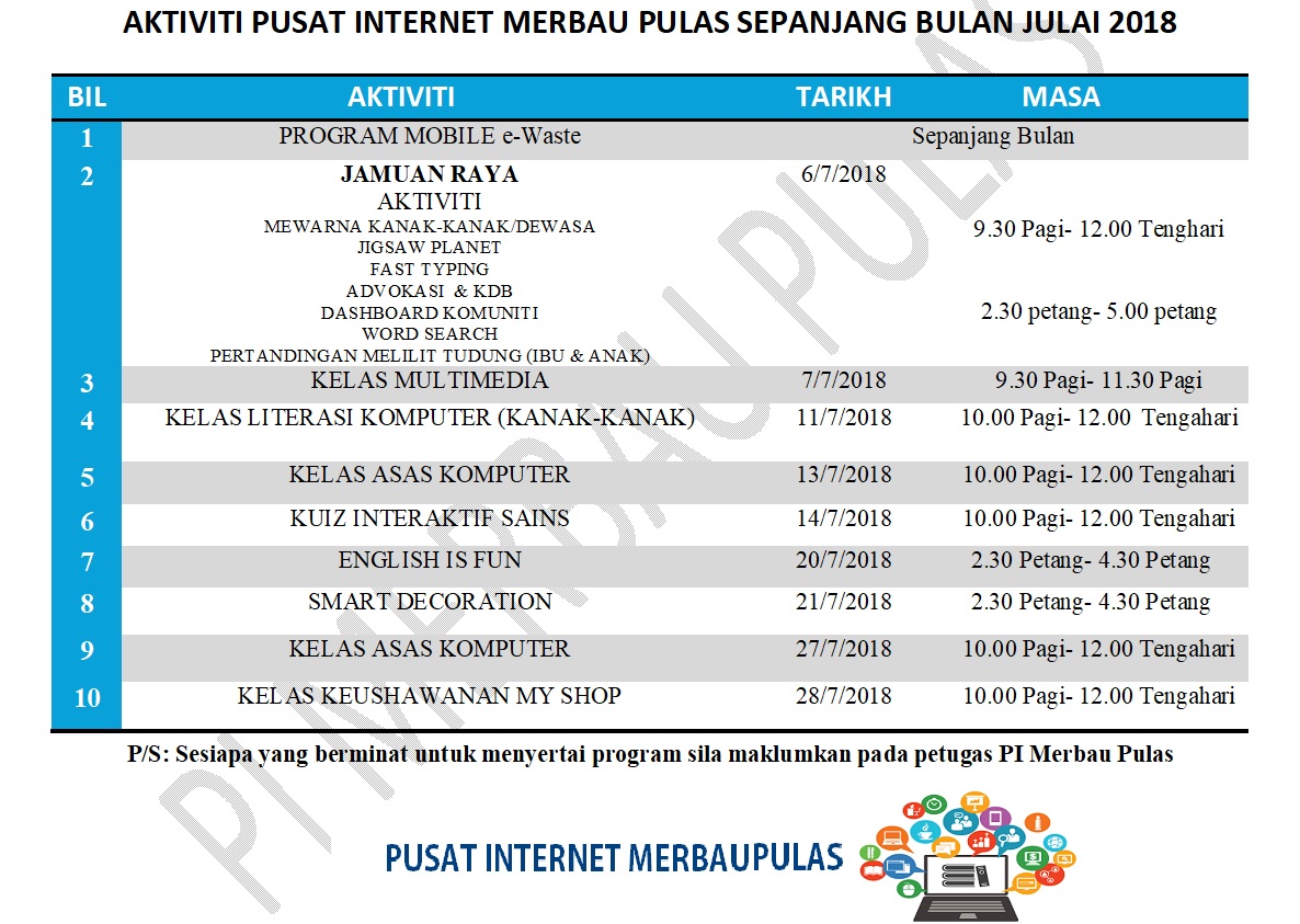 JADUAL AKTIVITI JULAI