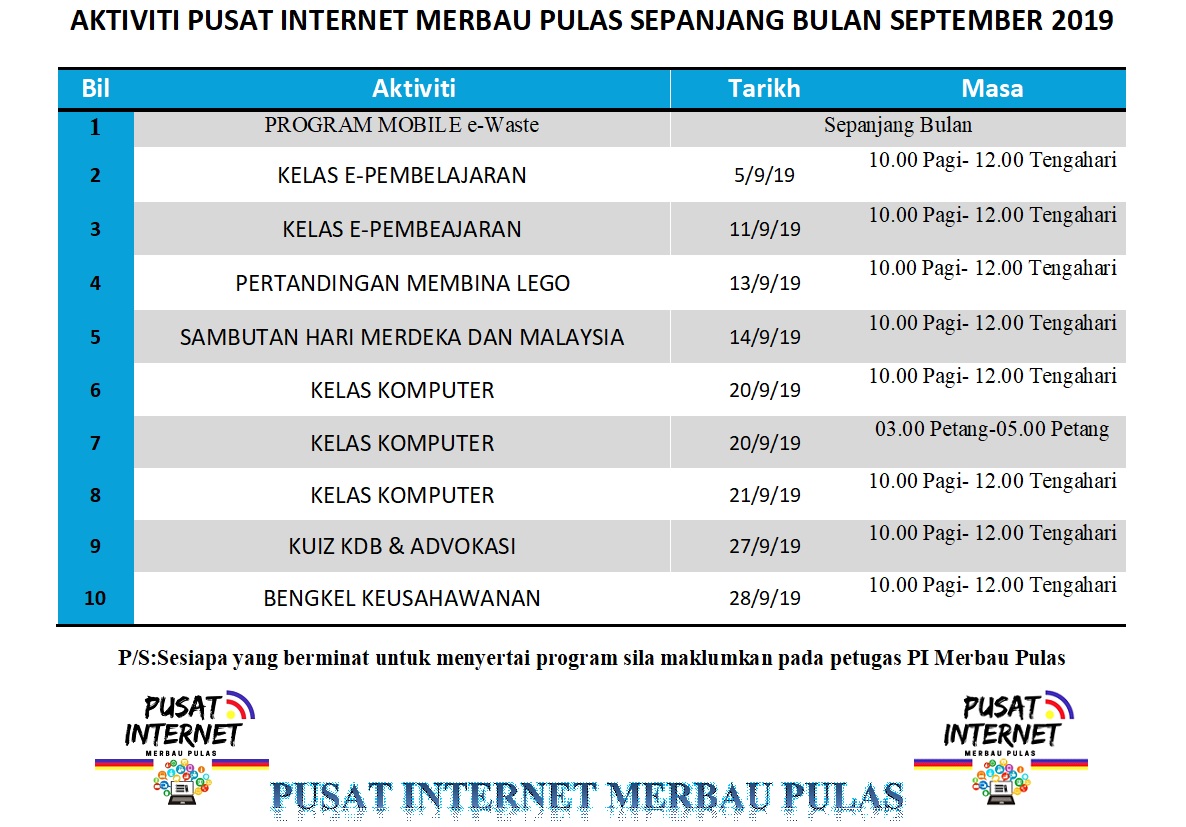 jadual latest september